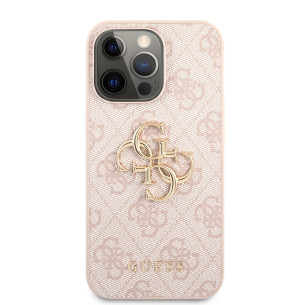 Гръб Guess PU 4G Metal Logo Case за iPhone 13 Pro Max - Розов
