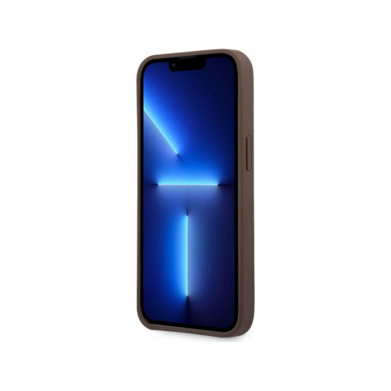 Гръб Guess PU 4G Metal Logo Case за iPhone 14 Pro Max - Кафяв