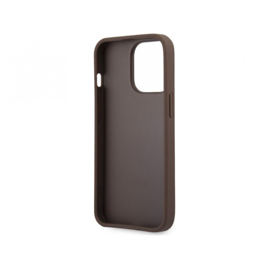 Гръб Guess PU 4G Metal Logo Case за iPhone 14 Pro Max - Кафяв