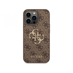 Гръб Guess PU 4G Metal Logo Case за iPhone 14 Pro Max - Кафяв