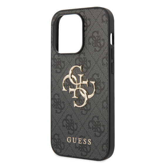 Гръб Guess PU 4G Metal Logo Case за iPhone 15 Pro - Сив