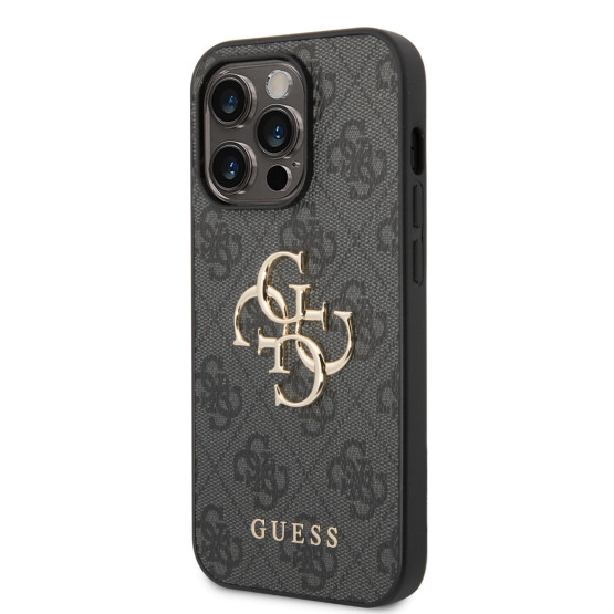 Гръб Guess PU 4G Metal Logo Case за iPhone 15 Pro - Сив
