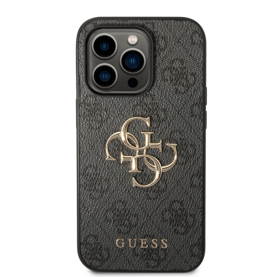 Гръб Guess PU 4G Metal Logo Case за iPhone 15 Pro - Сив