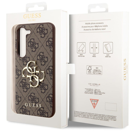 Гръб Guess PU 4G Metal Logo Case за Samsung Galaxy S24 - Кафяв