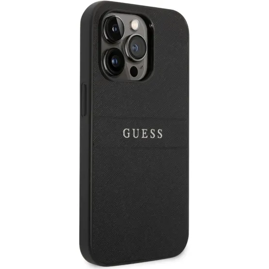 Гръб Guess PU Leather Saffiano Case за iPhone 14 Pro - Черен