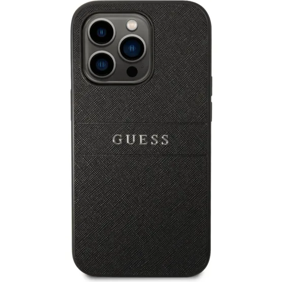 Гръб Guess PU Leather Saffiano Case за iPhone 14 Pro - Черен