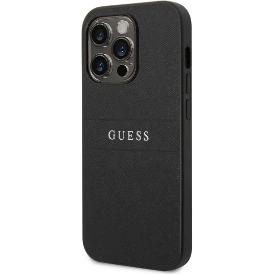 Гръб Guess PU Leather Saffiano Case за iPhone 14 Pro - Черен