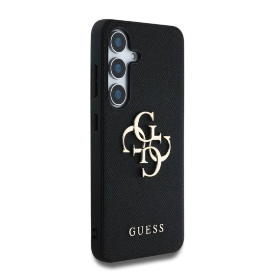 Гръб Guess за Samsung Galaxy S25 , PU, Grained, 4G Metal Logo Case, Черен