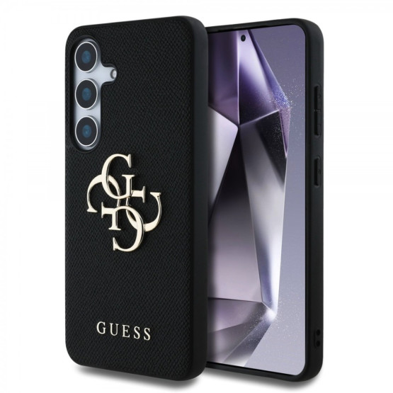 Гръб Guess за Samsung Galaxy S25 , PU, Grained, 4G Metal Logo Case, Черен