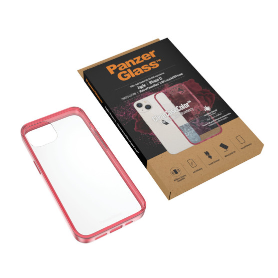 Гръб PanzerGlass за IPhone 13 , ClearCase - Червена рамка