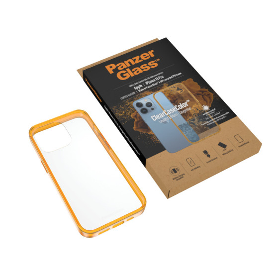 Гръб PanzerGlass за IPhone 13 Pro, ClearCase - Оранжева рамка