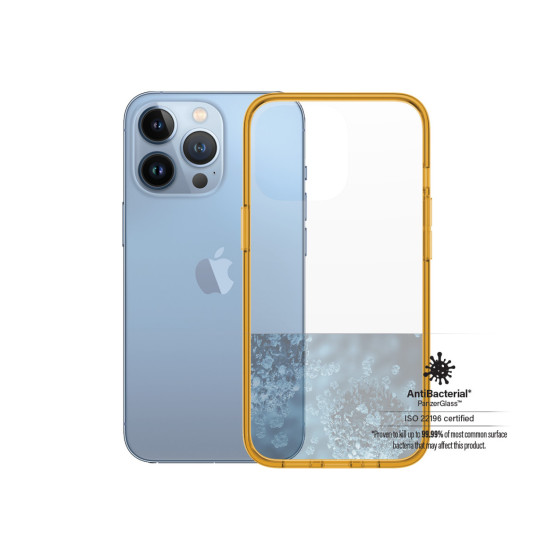 Гръб PanzerGlass за IPhone 13 Pro, ClearCase - Оранжева рамка