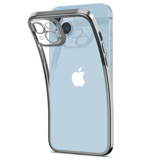 Гръб Spigen Optik Crystal за iPhone 14 Plus - Порзрачен с сребриста рамка