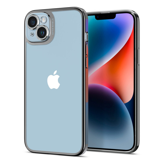 Гръб Spigen Optik Crystal за iPhone 14 Plus - Порзрачен с сребриста рамка