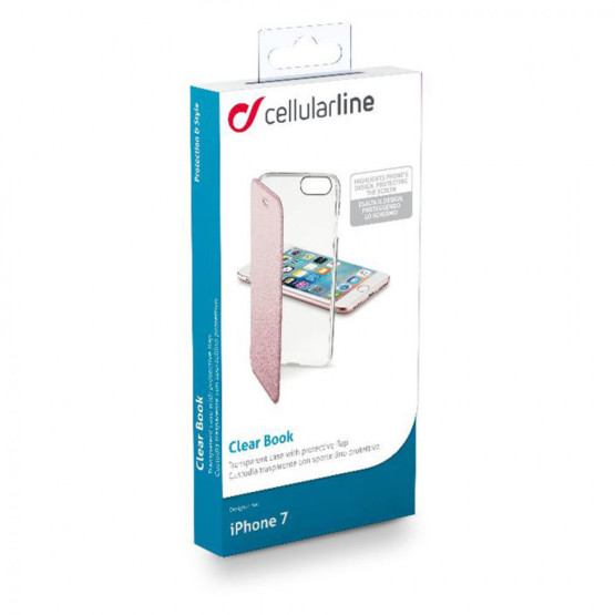 Калъф Cellularline CLEARBOOK за Iphone 7/8 - Розов