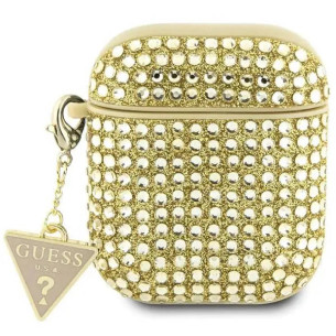 Калъф за Airpods Guess Rhinestones Triangle Metal Logo Case за AirPods 1/2 - Златист