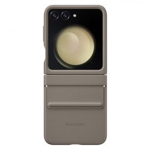 Оригинален гръб Samsung Leather Cover за Galaxy Z Flip 5 - Etoupe, EF-VF731PAE