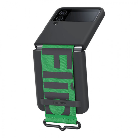 Оригинален гръб Samsung Silicone Cover with Strap за Samsung Galaxy Z Flip 4 - Черен, EF-GF721TBE