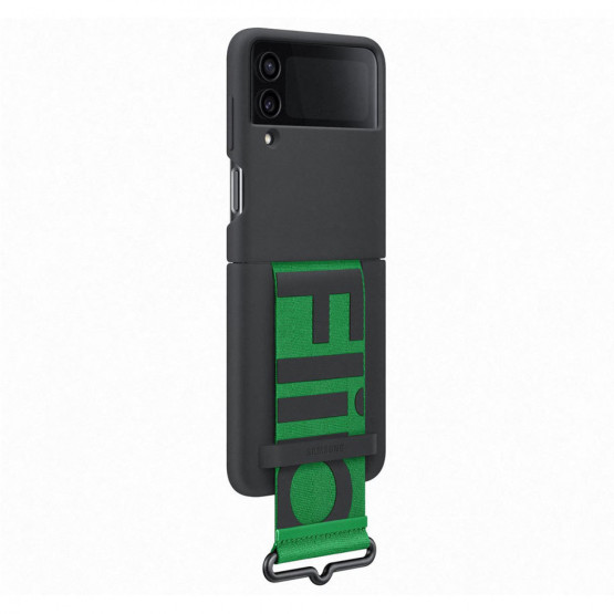 Оригинален гръб Samsung Silicone Cover with Strap за Samsung Galaxy Z Flip 4 - Черен, EF-GF721TBE
