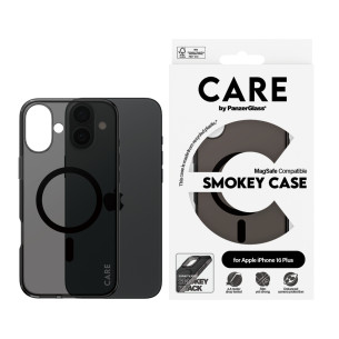 Гръб CARE by PanzerGlass за iPhone 16 Plus, Flagship, Smokey, Urban Combat, Black MagSafe