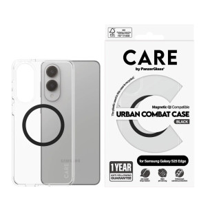 Гръб CARE by PanzerGlass за Samsung Galaxy S25 Edge Flagship Urban Black QI - Прозрачен