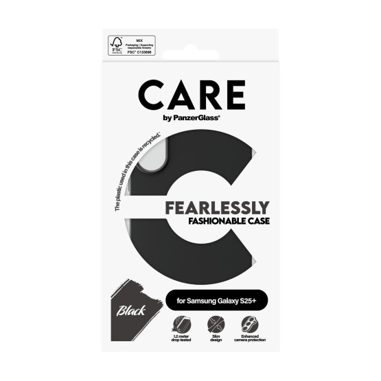 Гръб Care by PanzerGlass за Samsung Galaxy S25 Plus, Fashionable Case, Черен