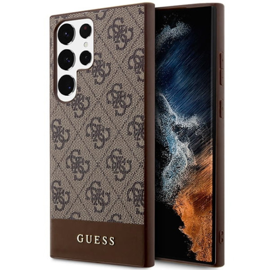 Гръб Guess 4G Stripe Case за Samsung Galaxy S24 Ultra - Кафяв