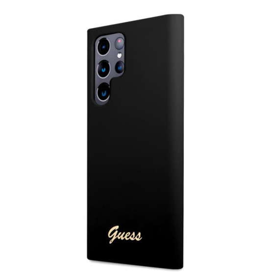Гръб Guess Liquid Silicone Metal Logo Case за Samsung Galaxy S23 Ultra - Черен