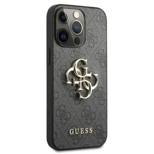 Гръб Guess PU 4G Metal Logo Case за iPhone 13 Pro Max - Сив