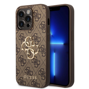 Гръб Guess PU 4G Metal Logo Case за iPhone 15 Pro Max - Кафяв