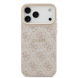Гръб Guess PU Leather 4G Gold Frame MagSafe Case за iPhone 17 Pro Max - Розов