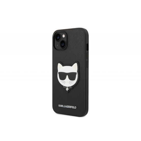 Гръб Karl Lagerfeld PU Saffiano Choupette Head Case за iPhone 14 Plus - Черен