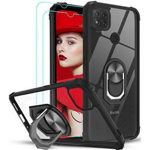Гръб Military ring за Xiaomi Redmi 9C - Чeрвен