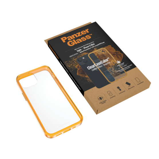 Гръб PanzerGlass за IPhone 13 mini, ClearCase - Оранжева рамка
