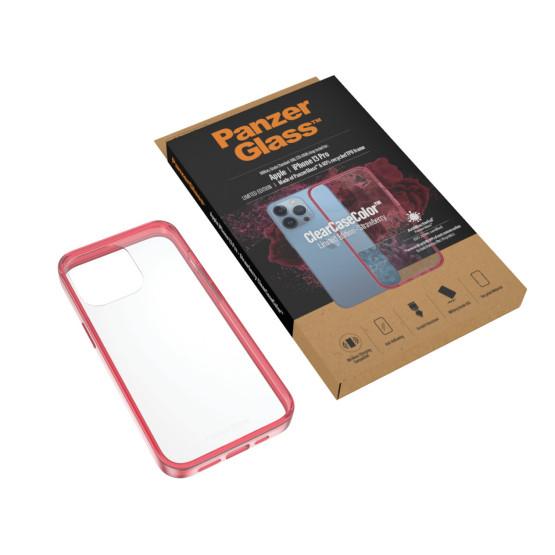 Гръб PanzerGlass за IPhone 13 Pro, ClearCase - Червена рамка