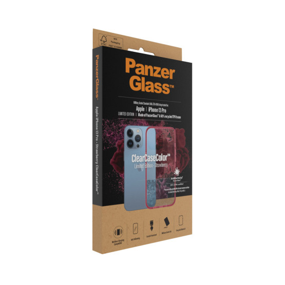 Гръб PanzerGlass за IPhone 13 Pro, ClearCase - Червена рамка