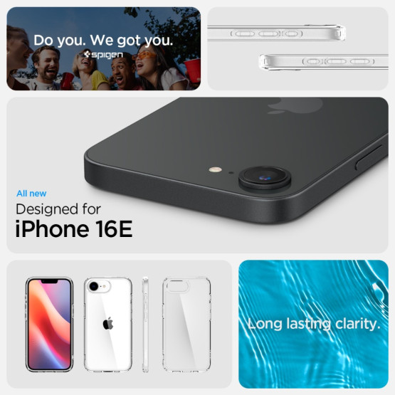 Гръб Spigen за iPhone 16E ,Ultra Hybrid, Прозрачен