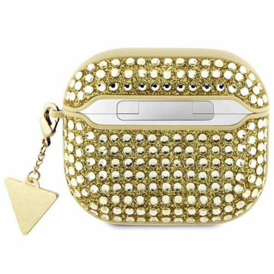 Калъф за Airpods Guess Rhinestones Triangle Metal Logo Case за AirPods 3 - Златист