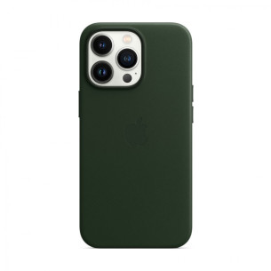 Оригинален гръб Apple Leather Case with MagSafe за iPhone 13 Pro - Зелен, MM1G3ZM/A