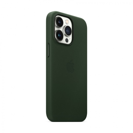 Оригинален гръб Apple Leather Case with MagSafe за iPhone 13 Pro - Зелен, MM1G3ZM/A