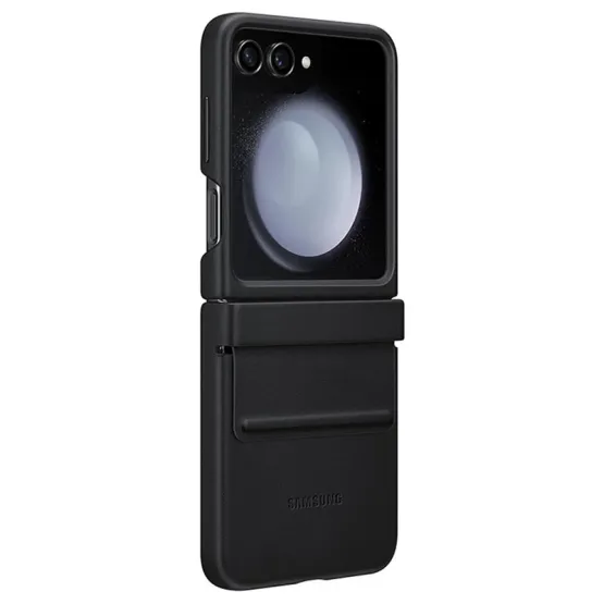 Оригинален гръб Samsung Leather Cover за Galaxy Z Flip 5 - Черен, EF-VF731PBE