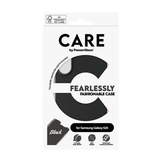 Гръб Care by PanzerGlass за Samsung Galaxy S25, Fashionable Case, Черен