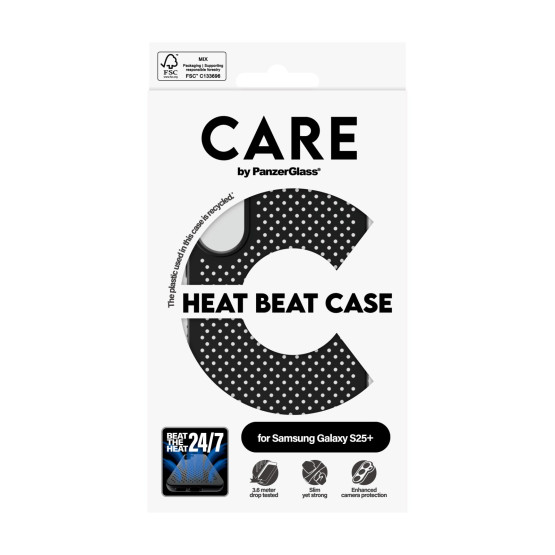 Гръб Care by PanzerGlass за Samsung Galaxy S25 Plus, Feature Case, Heat Beat, QI Compatible, Черен