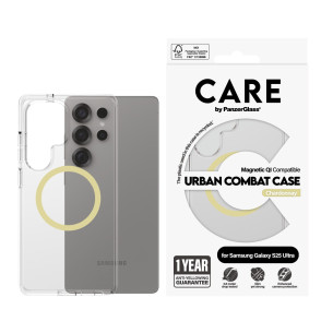 Гръб Care by PanzerGlass за Samsung Galaxy S25 Ultra, Flagship Case, Прозрачен, Urban Combat, QI Compatible, Chardonnay