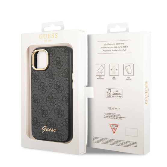 Гръб Guess PC/TPU 4G Metal Camera Outline Case за iPhone 14 Plus - Черен