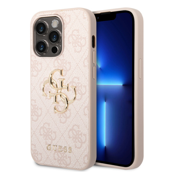 Гръб Guess PU 4G Metal Logo Case за iPhone 15 Pro Max - Розов
