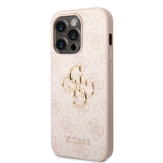 Гръб Guess PU 4G Metal Logo Case за iPhone 15 Pro Max - Розов
