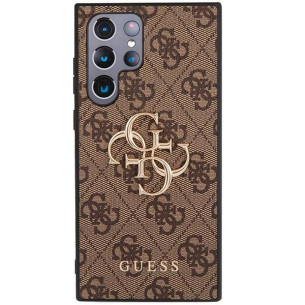 Гръб Guess PU 4G Metal Logo Case за Samsung Galaxy S23 Ultra - Кафяв