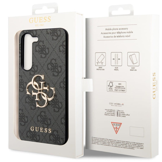 Гръб Guess PU 4G Metal Logo Case за Samsung Galaxy S24 - Сив
