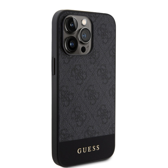 Гръб Guess PU 4G Stripe MagSafe Case за iPhone 15 Pro - Черен